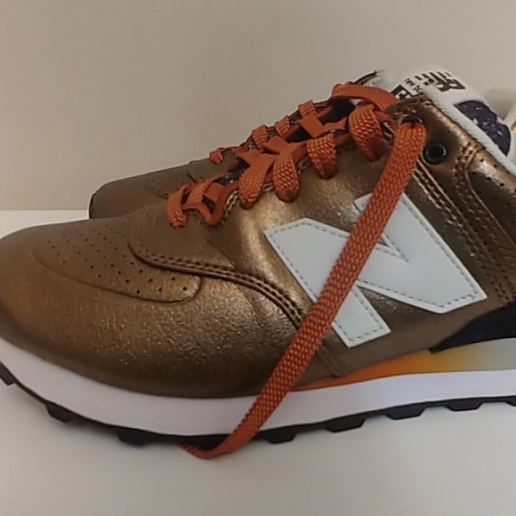 New Balance Shoes | New Balance 574 Bronze Metallic Sneakers Size W | Poshmark